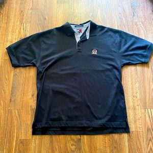 Vtg Tommy Hilfiger black polo shirt 3XL